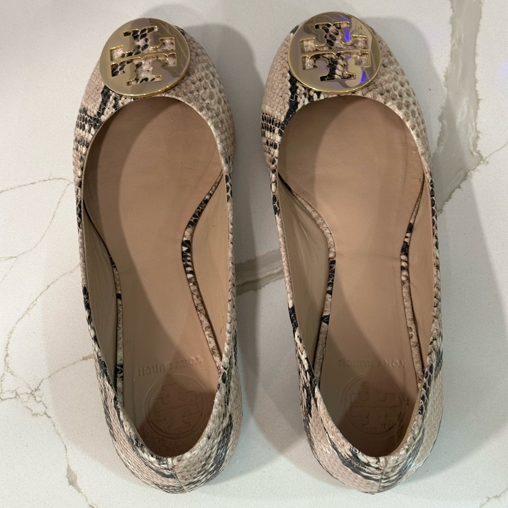 Tory Burch Reva Ballet Flats. Women’s size 7 M. Color Python Print - Picture 5 of 13